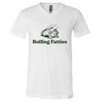 Rolling Fatties Cat Funny Cute Cat Lover Kitten Owner Kitty V-Neck T-Shirt