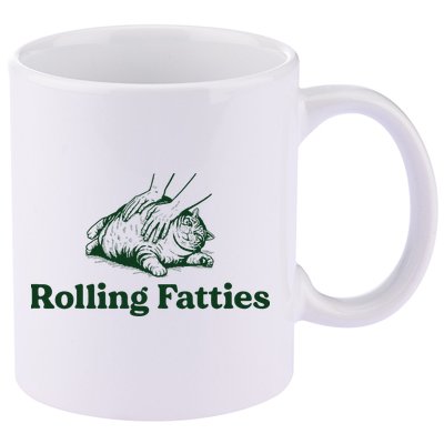 Rolling Fatties Cat Funny Cute Cat Lover Kitten Owner Kitty 11oz C Handle Ceramic Mug