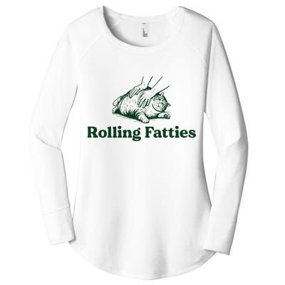 Rolling Fatties Cat Funny Cute Cat Lover Kitten Owner Kitty Women's Perfect Tri Tunic Long Sleeve Shirt