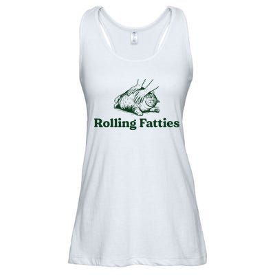 Rolling Fatties Cat Funny Cute Cat Lover Kitten Owner Kitty Ladies Essential Flowy Tank