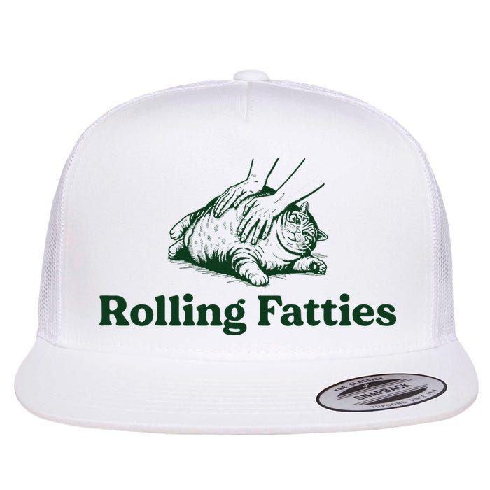 Rolling Fatties Cat Funny Cute Cat Lover Kitten Owner Kitty Flat Bill Trucker Hat