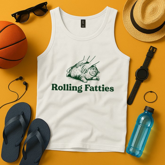Rolling Fatties Cat Funny Cute Cat Lover Kitten Owner Kitty Tank Top