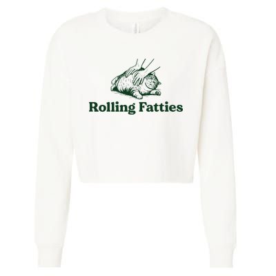Rolling Fatties Cat Funny Cute Cat Lover Kitten Owner Kitty Cropped Pullover Crew