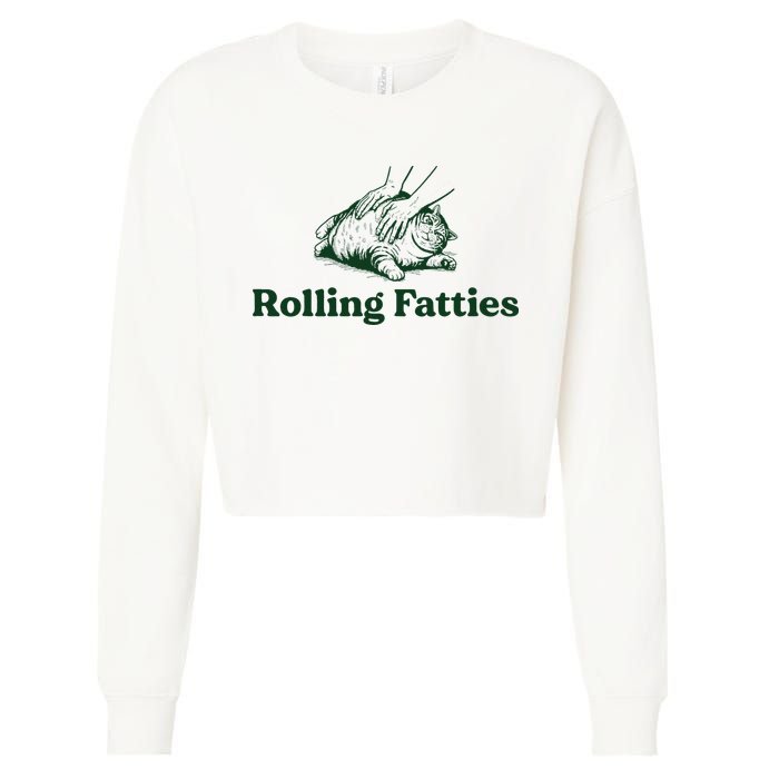 Rolling Fatties Cat Funny Cute Cat Lover Kitten Owner Kitty Cropped Pullover Crew