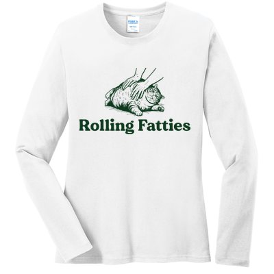 Rolling Fatties Cat Funny Cute Cat Lover Kitten Owner Kitty Ladies Long Sleeve Shirt