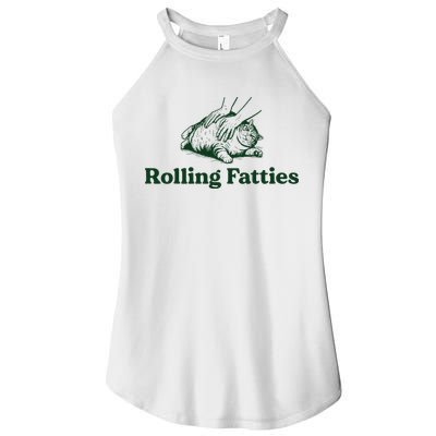 Rolling Fatties Cat Funny Cute Cat Lover Kitten Owner Kitty Women's Perfect Tri Rocker Tank