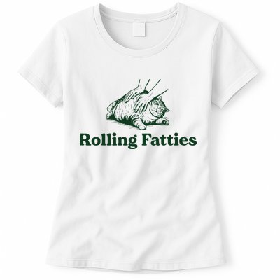 Rolling Fatties Cat Funny Cute Cat Lover Kitten Owner Kitty Womens T-Shirt
