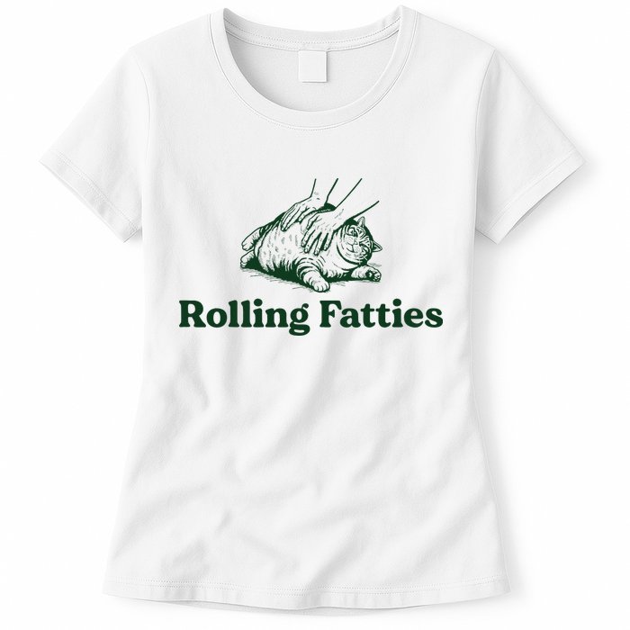 Rolling Fatties Cat Funny Cute Cat Lover Kitten Owner Kitty Womens T-Shirt