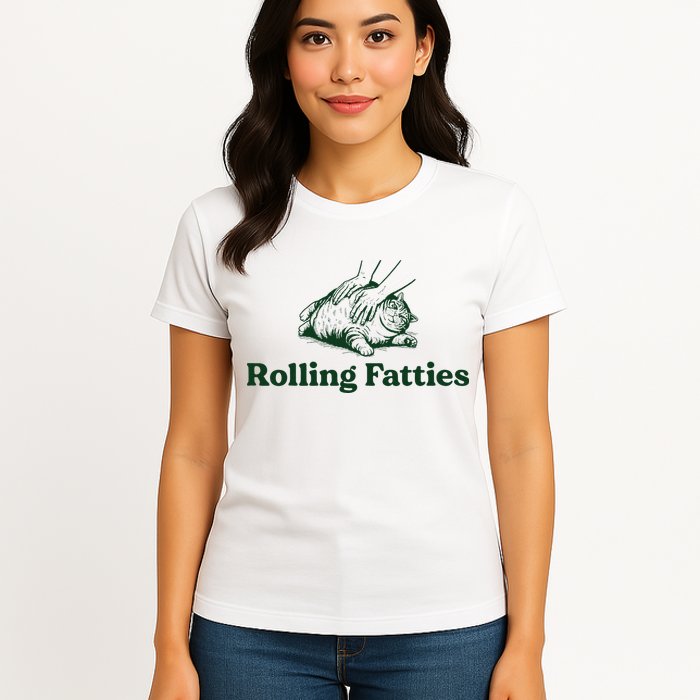 Rolling Fatties Cat Funny Cute Cat Lover Kitten Owner Kitty Womens T-Shirt