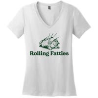 Rolling Fatties Cat Funny Cute Cat Lover Kitten Owner Kitty Women's V-Neck T-Shirt