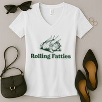 Rolling Fatties Cat Funny Cute Cat Lover Kitten Owner Kitty Women's V-Neck T-Shirt