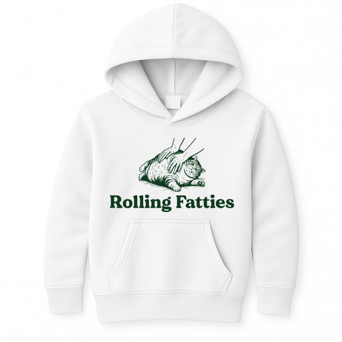 Rolling Fatties Cat Funny Cute Cat Lover Kitten Owner Kitty Kids Hoodie