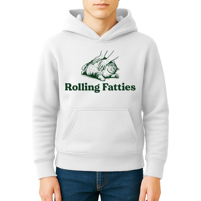 Rolling Fatties Cat Funny Cute Cat Lover Kitten Owner Kitty Kids Hoodie