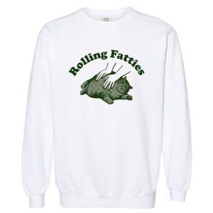 Rolling Fatties Cat Hoodie Humorous Fat Cat Garment-Dyed Sweatshirt