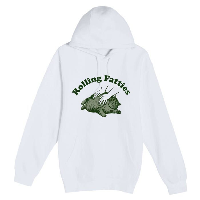 Rolling Fatties Cat Hoodie Humorous Fat Cat Premium Pullover Hoodie