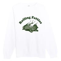 Rolling Fatties Cat Hoodie Humorous Fat Cat Premium Crewneck Sweatshirt