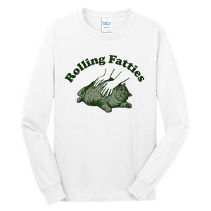 Rolling Fatties Cat Hoodie Humorous Fat Cat Tall Long Sleeve T-Shirt