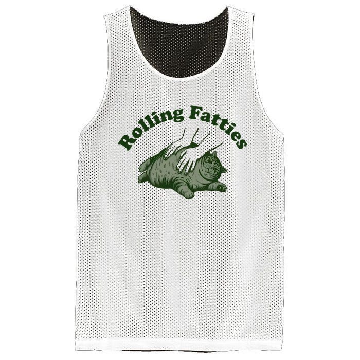 Rolling Fatties Cat Hoodie Humorous Fat Cat Mesh Reversible Basketball Jersey Tank