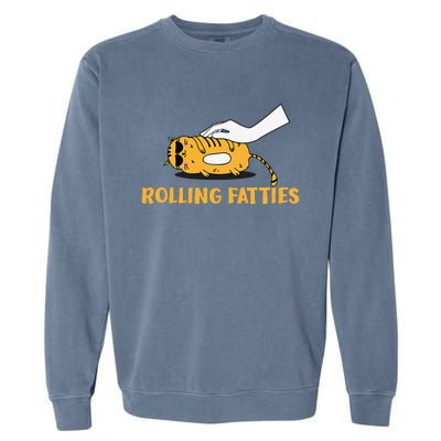 Rolling Fatties Cat Kitty Animal Pet Lovers Garment-Dyed Sweatshirt