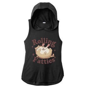 Rolling Fatties Cute Cat Kitten Lover Funny Cat Fat Owner Ladies PosiCharge Tri-Blend Wicking Draft Hoodie Tank