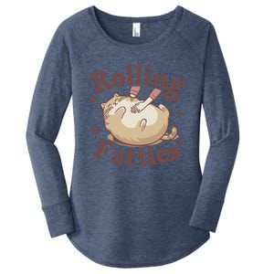 Rolling Fatties Cute Cat Kitten Lover Funny Cat Fat Owner Women's Perfect Tri Tunic Long Sleeve Shirt