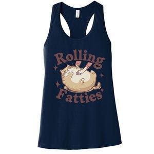 Rolling Fatties Cute Cat Kitten Lover Funny Cat Fat Owner Women's Racerback Tank