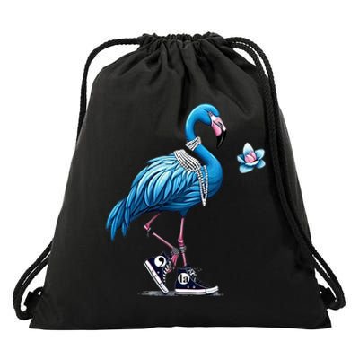 Retro Flamingo Chucks And Pearls Comma La Kamala Harris 2024 For President 47th Drawstring Bag