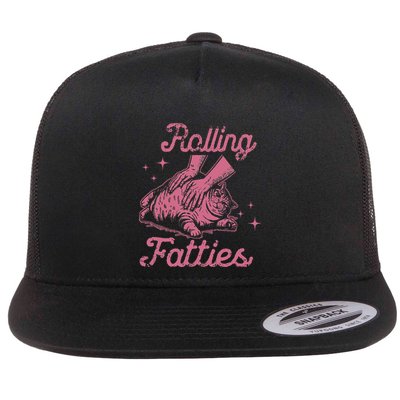 Rolling Fatties Cat Humor Cute Cat Lover Kitten Owner Kitty Flat Bill Trucker Hat