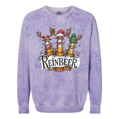 Reinbeer Funny Christmas Beer Drinker Colorblast Crewneck Sweatshirt