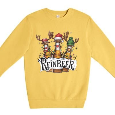 Reinbeer Funny Christmas Beer Drinker Premium Crewneck Sweatshirt