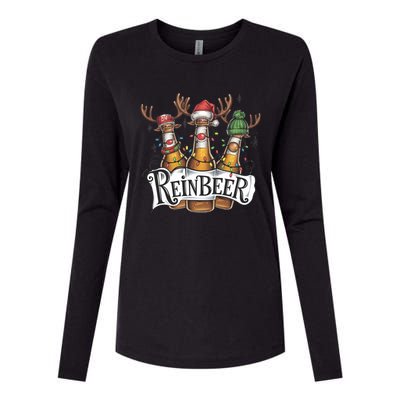 Reinbeer Funny Christmas Beer Drinker Womens Cotton Relaxed Long Sleeve T-Shirt