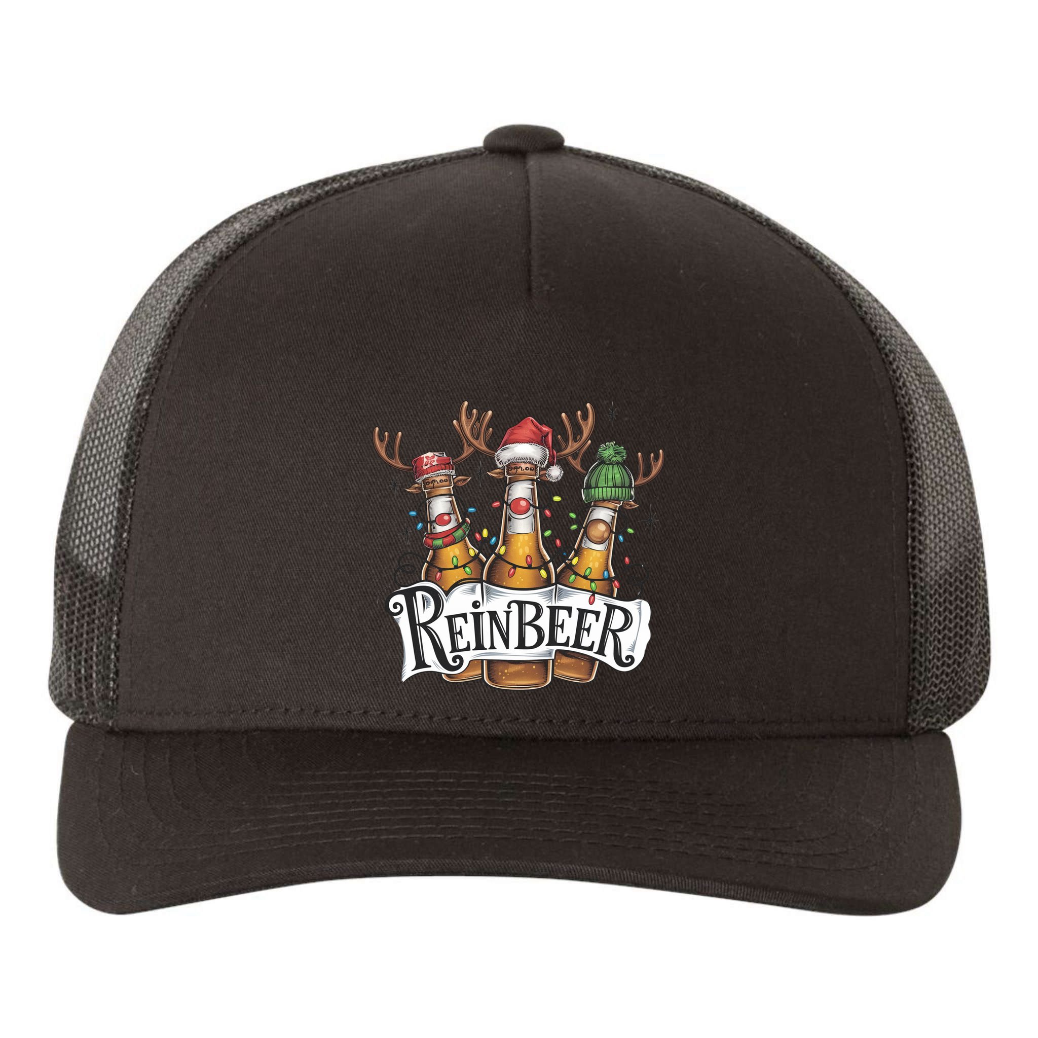 Reinbeer Funny Christmas Beer Drinker Yupoong Adult 5-Panel Trucker Hat