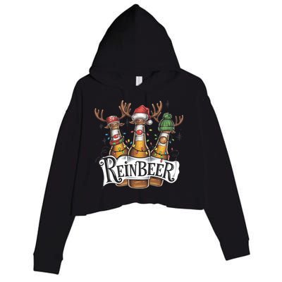 Reinbeer Funny Christmas Beer Drinker Crop Fleece Hoodie