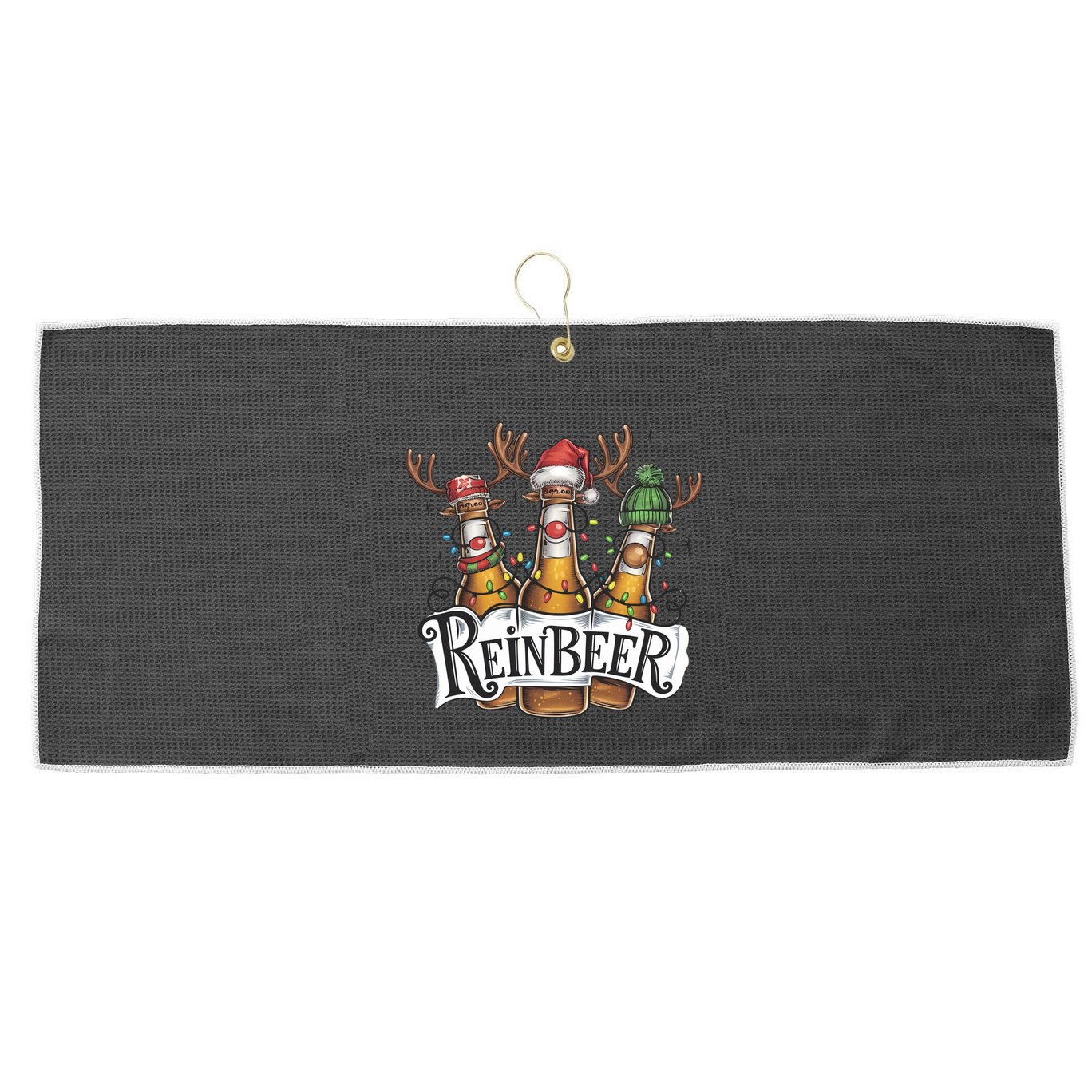 Reinbeer Funny Christmas Beer Drinker Large Microfiber Waffle Golf Towel
