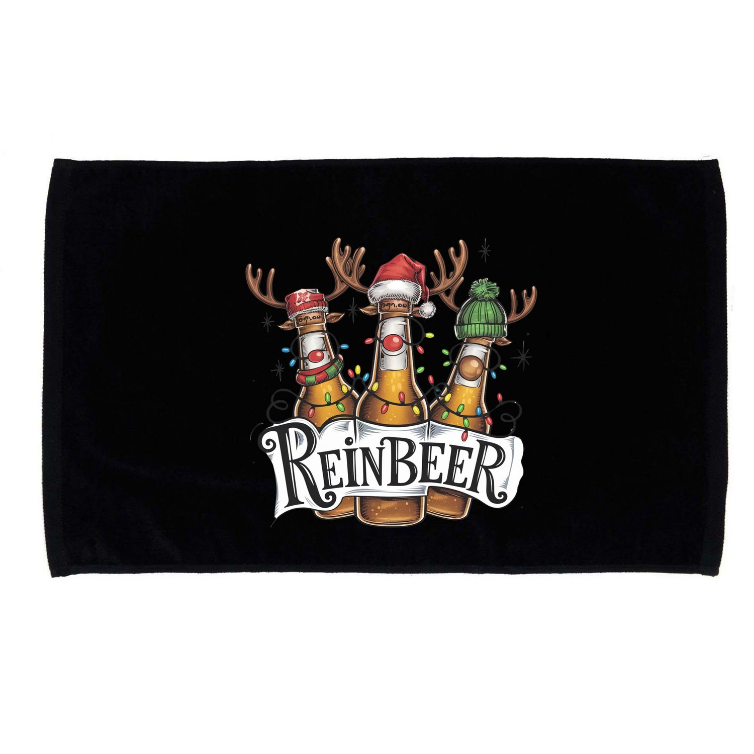 Reinbeer Funny Christmas Beer Drinker Microfiber Hand Towel