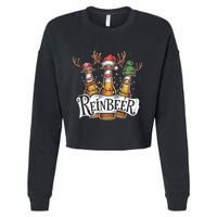 Reinbeer Funny Christmas Beer Drinker Cropped Pullover Crew