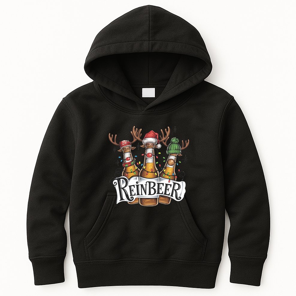 Reinbeer Funny Christmas Beer Drinker Kids Hoodie