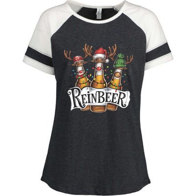 Reinbeer Funny Christmas Beer Drinker Enza Ladies Jersey Colorblock Tee