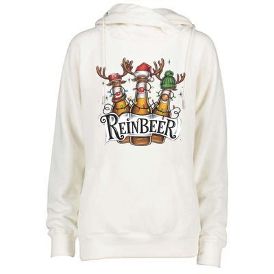 Reinbeer Funny Christmas Beer Drinker Womens Funnel Neck Pullover Hood