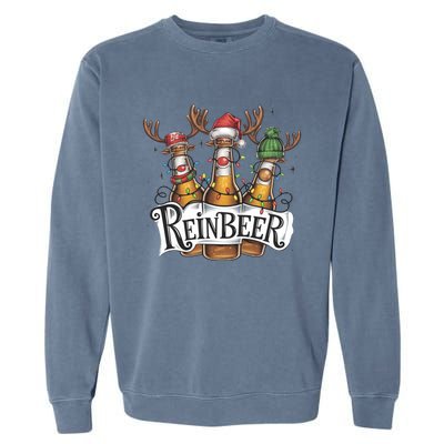 Reinbeer Funny Christmas Beer Drinker Garment-Dyed Sweatshirt