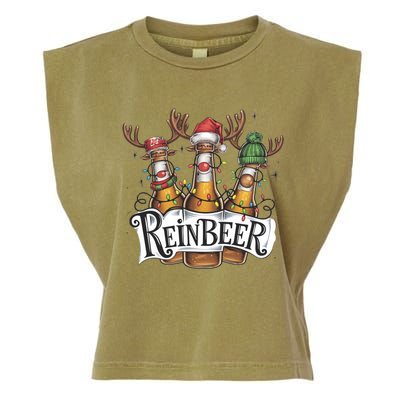 Reinbeer Funny Christmas Beer Drinker Garment-Dyed Women's Muscle Tee