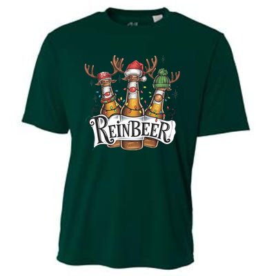 Reinbeer Funny Christmas Beer Drinker Cooling Performance Crew T-Shirt