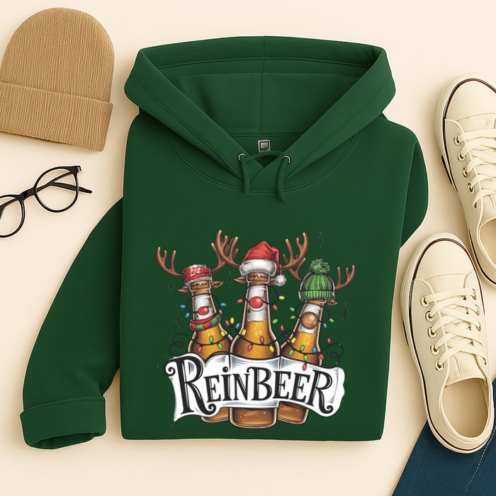 Reinbeer Funny Christmas Beer Drinker Hoodie