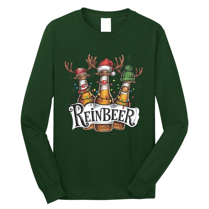 Reinbeer Funny Christmas Beer Drinker Long Sleeve Shirt