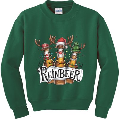 Reinbeer Funny Christmas Beer Drinker Kids Sweatshirt