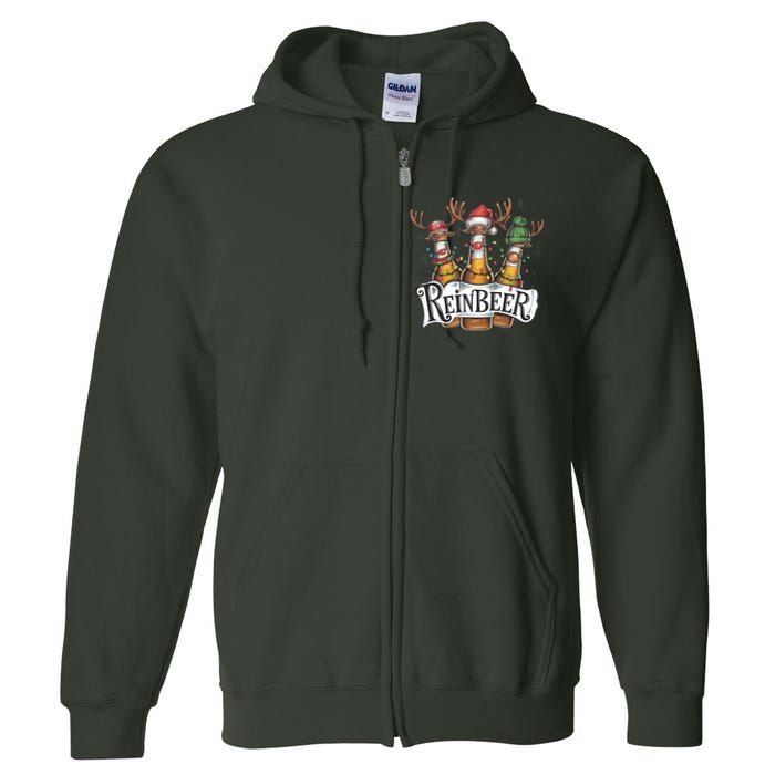 Reinbeer Funny Christmas Beer Drinker Full Zip Hoodie