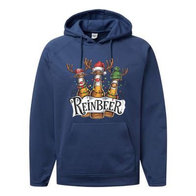 Reinbeer Funny Christmas Beer Drinker Performance Fleece Hoodie