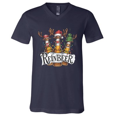 Reinbeer Funny Christmas Beer Drinker V-Neck T-Shirt