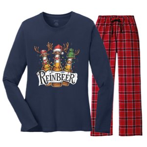 Reinbeer Funny Christmas Beer Drinker Women's Long Sleeve Flannel Pajama Set 