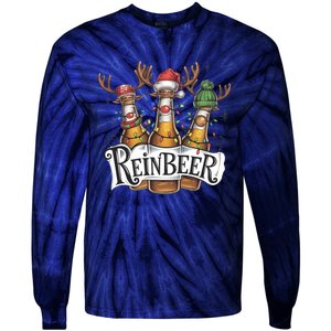 Reinbeer Funny Christmas Beer Drinker Tie-Dye Long Sleeve Shirt